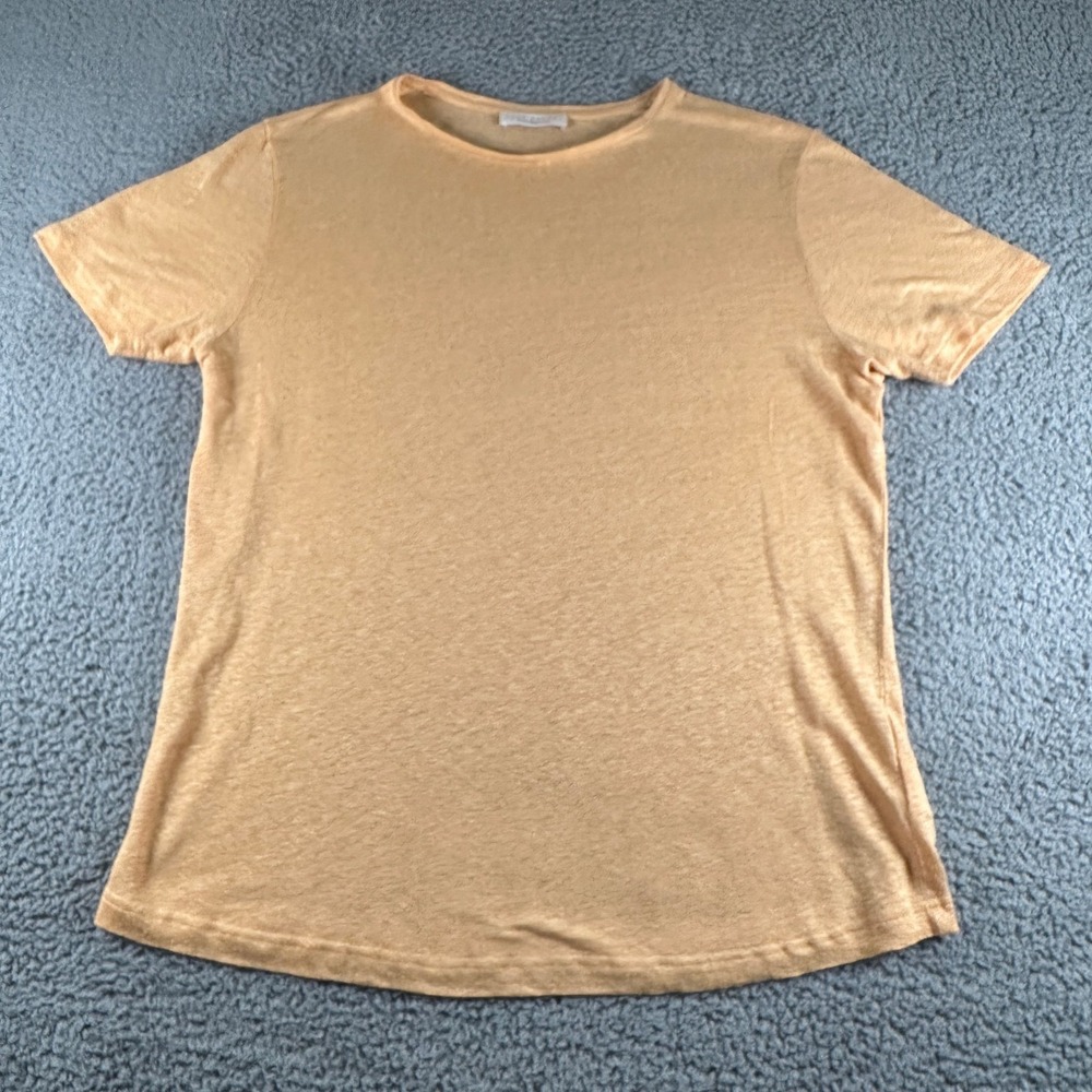 Luca Faloni T-Shirt Mens XL 100% Linen Crew Neck Peach Relaxed Fit Made in Italy